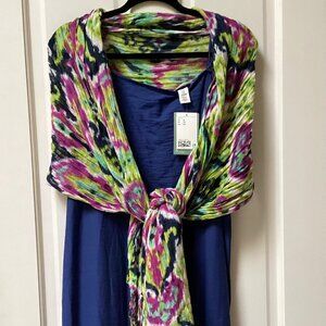 H&M blue maxi sundress with complimentary shawl/scarf, size XL NWT